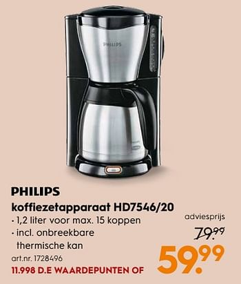 Aanbiedingen Philips koffiezetapparaat hd7546-20 - Philips - Geldig van 11/11/2017 tot 22/11/2017 bij Blokker
