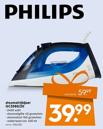 Aanbiedingen Philips stoomstrijkijzer gc3580-20 - Philips - Geldig van 11/11/2017 tot 22/11/2017 bij Blokker