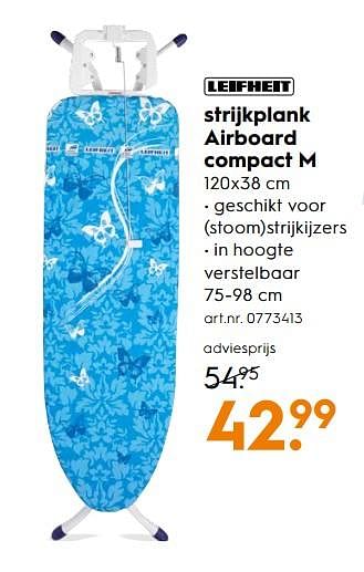 Aanbiedingen Strijkplank airboard compact m - Leifheit - Geldig van 11/11/2017 tot 22/11/2017 bij Blokker