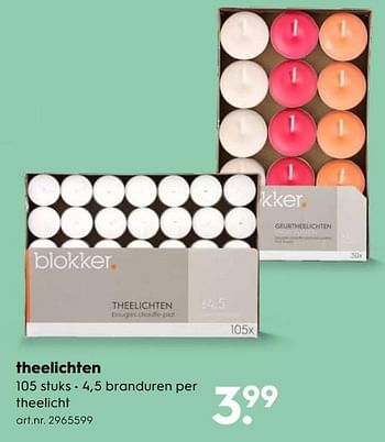 Aanbiedingen Theelichten - Huismerk - Blokker - Geldig van 11/11/2017 tot 22/11/2017 bij Blokker