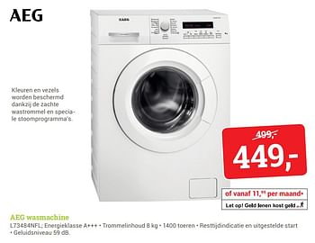 Aanbiedingen Aeg wasmachine l73484nfl - AEG - Geldig van 13/11/2017 tot 19/11/2017 bij BCC