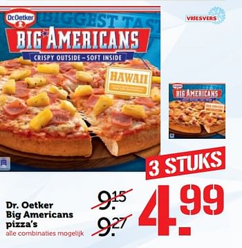 Aanbiedingen Dr. oetker big americans pizza`s - Dr. Oetker - Geldig van 13/11/2017 tot 19/11/2017 bij Coop