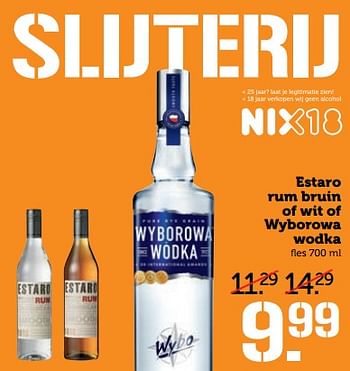 Aanbiedingen Estaro rum bruin of wit of wyborowa wodka - Huismerk - Coop - Geldig van 13/11/2017 tot 19/11/2017 bij Coop