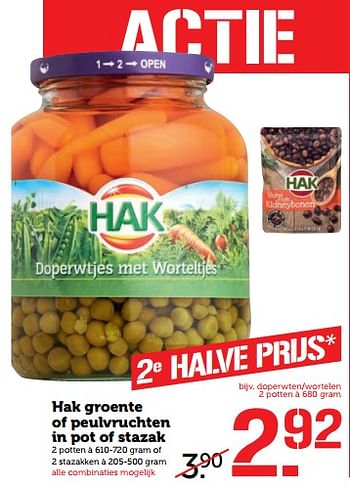 Aanbiedingen Hak groente of peulvruchten in pot of stazak - Hak - Geldig van 13/11/2017 tot 19/11/2017 bij Coop