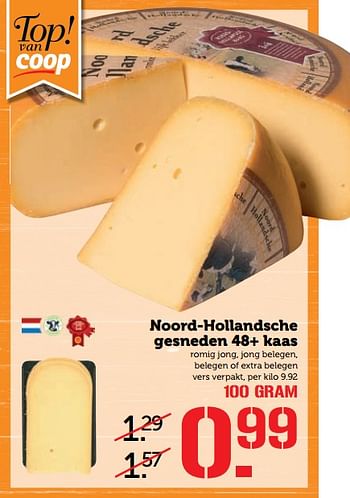 Aanbiedingen Noord-hollandsche gesneden 48+ kaas - Huismerk - Coop - Geldig van 13/11/2017 tot 19/11/2017 bij Coop