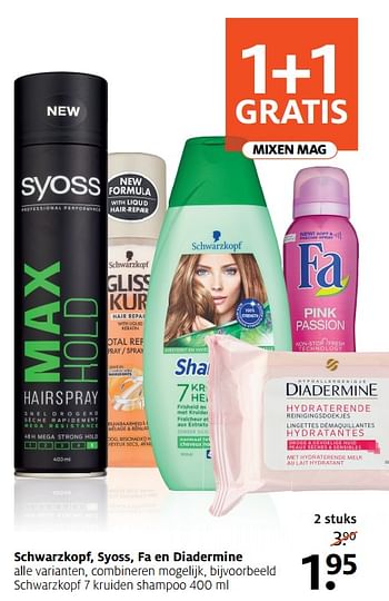 Aanbiedingen 7 kruiden shampoo - Schwartzkopf - Geldig van 13/11/2017 tot 19/11/2017 bij Etos