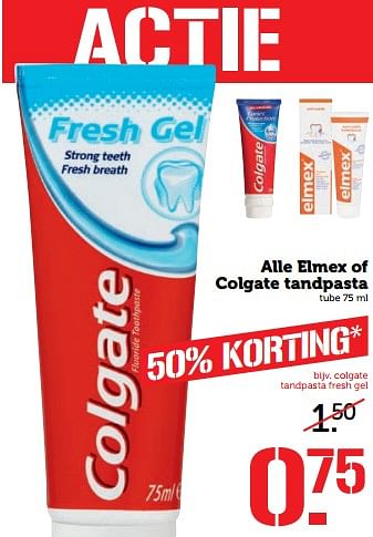 Aanbiedingen Alle elmex of colgate tandpasta - Colgate - Geldig van 13/11/2017 tot 19/11/2017 bij Coop