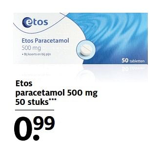 Aanbiedingen Etos paracetamol - Huismerk - Etos - Geldig van 13/11/2017 tot 19/11/2017 bij Etos