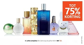 Aanbiedingen Lolita lempicka elle l`aime eau de parfum - Lolita Lempicka - Geldig van 13/11/2017 tot 19/11/2017 bij Etos