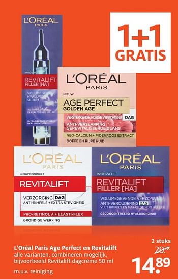Aanbiedingen Revitalift dagcrème - L'Oreal Paris - Geldig van 13/11/2017 tot 19/11/2017 bij Etos