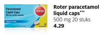 Aanbiedingen Roter paracetamol liquid caps - Roter - Geldig van 13/11/2017 tot 19/11/2017 bij Etos