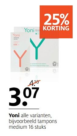 Aanbiedingen Tampons medium - Yoni - Geldig van 13/11/2017 tot 19/11/2017 bij Etos