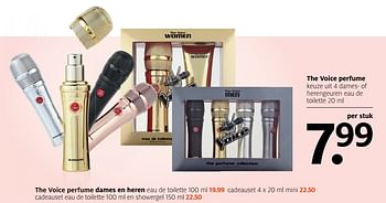 Aanbiedingen The voice perfume keuze uit 4 dames- of herengeuren eau de toilette - The Voice - Geldig van 13/11/2017 tot 19/11/2017 bij Etos