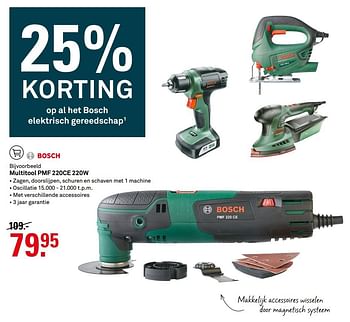 Aanbiedingen Bosch multitool pmf 220ce 220w - Bosch - Geldig van 13/11/2017 tot 26/11/2017 bij Karwei