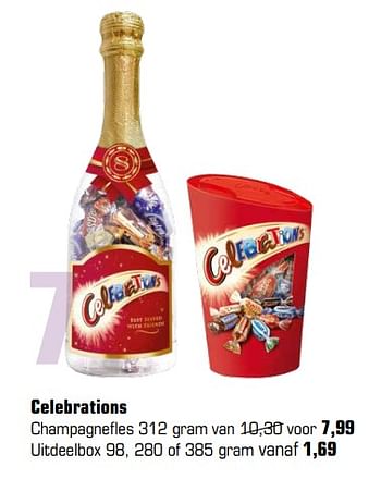 Aanbiedingen Celebrations champagnefles - Celebrations - Geldig van 13/11/2017 tot 05/12/2017 bij Primera