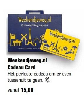 Aanbiedingen Weekendjeweg.nl cadeau card hét perfecte cadeau om er even tussenuit te gaan - Huismerk - Primera - Geldig van 13/11/2017 tot 05/12/2017 bij Primera