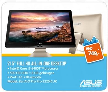 Aanbiedingen Asus full hd all-in-one desktop zenaio pro pro z220icuk - Asus - Geldig van 13/11/2017 tot 05/12/2017 bij ITprodeals