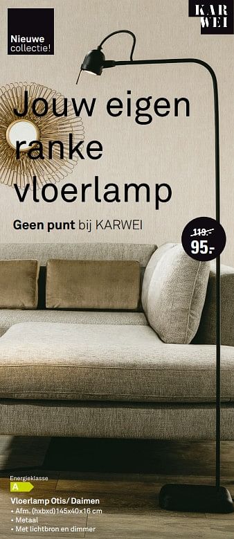 Aanbiedingen Vloerlamp otis- daimen - Huismerk Karwei - Geldig van 13/11/2017 tot 26/11/2017 bij Karwei