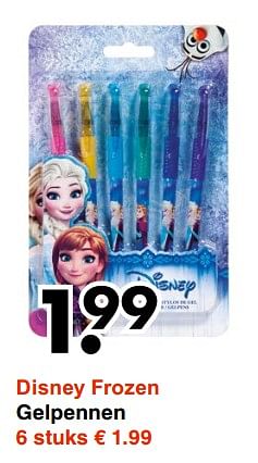 Aanbiedingen Gelpennen - Disney  Frozen - Geldig van 13/11/2017 tot 25/11/2017 bij Wibra