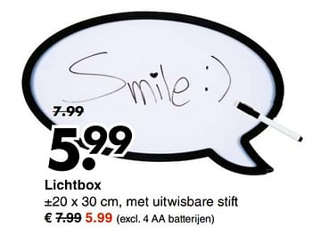 Aanbiedingen Lichtbox - Huismerk - Wibra - Geldig van 13/11/2017 tot 25/11/2017 bij Wibra