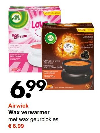 Aanbiedingen Wax verwarmer - Airwick - Geldig van 13/11/2017 tot 25/11/2017 bij Wibra
