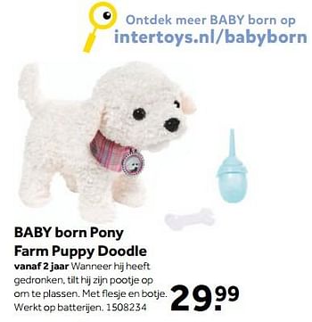 Aanbiedingen Baby born pony farm puppy doodle - Baby Born - Geldig van 13/11/2017 tot 26/11/2017 bij Intertoys