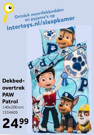 Aanbiedingen Dekbedovertrek paw patrol - PAW  PATROL - Geldig van 13/11/2017 tot 26/11/2017 bij Intertoys