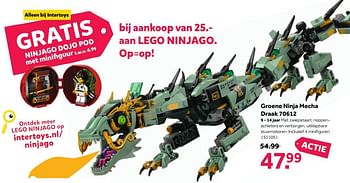 Aanbiedingen Groene ninja mecha draak - Lego - Geldig van 13/11/2017 tot 26/11/2017 bij Intertoys