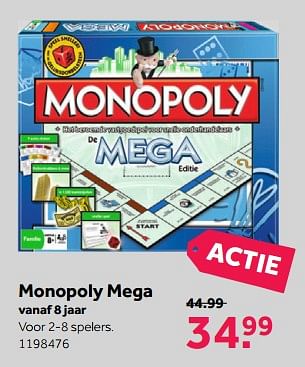 Aanbiedingen Monopoly mega - Hasbro - Geldig van 13/11/2017 tot 26/11/2017 bij Intertoys