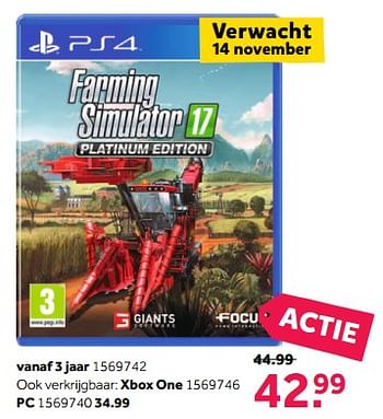 Aanbiedingen Ps4 farming simulator platinum edition - Focus Home Interactive - Geldig van 13/11/2017 tot 26/11/2017 bij Intertoys
