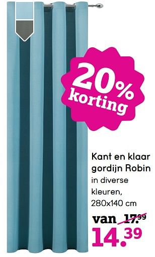 Aanbiedingen Kant en klaar gordijn robin - Huismerk - Leen Bakker - Geldig van 13/11/2017 tot 26/11/2017 bij Leen Bakker