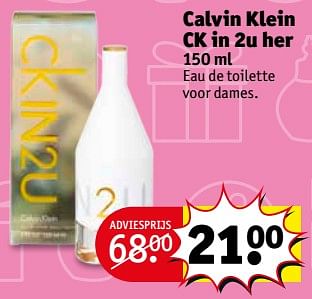 Aanbiedingen Calvin klein ck in 2u her 150 ml - Calvin Klein - Geldig van 14/11/2017 tot 19/11/2017 bij Kruidvat