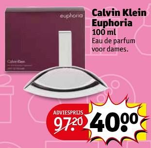 Aanbiedingen Calvin klein euphoria 100 ml - Calvin Klein - Geldig van 14/11/2017 tot 19/11/2017 bij Kruidvat