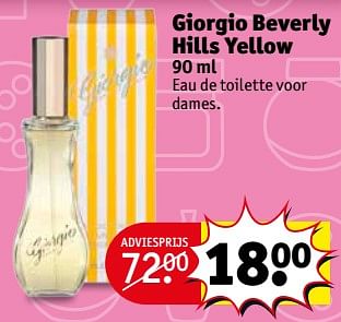 Aanbiedingen Giorgio beverly hills yellow 90 ml - Giorgio Beverly Hills - Geldig van 14/11/2017 tot 19/11/2017 bij Kruidvat