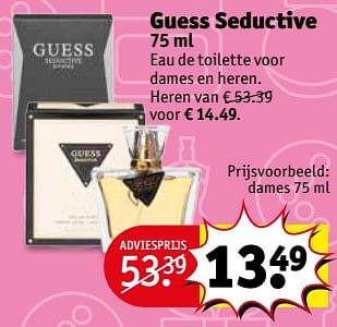 Aanbiedingen Guess seductive 75 ml dames - Guess - Geldig van 14/11/2017 tot 19/11/2017 bij Kruidvat