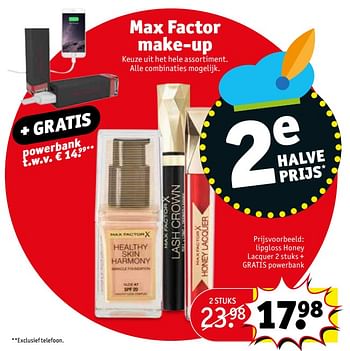 Aanbiedingen Lipgloss honey lacquer - Max Factor - Geldig van 14/11/2017 tot 19/11/2017 bij Kruidvat