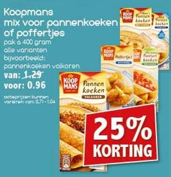 Aanbiedingen Koopmans mix voor pannenkoeken of poffertjes - Koopmans - Geldig van 13/11/2017 tot 18/11/2017 bij Agrimarkt