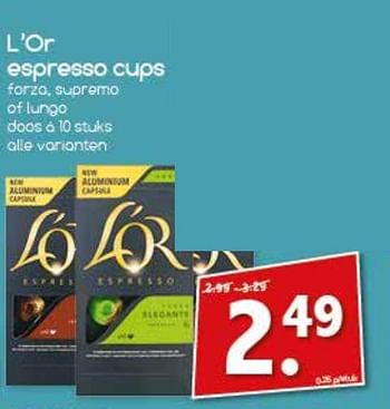 Aanbiedingen L`or espresso cups forzom supremo of lungo - Douwe Egberts - Geldig van 13/11/2017 tot 18/11/2017 bij Agrimarkt