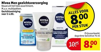 Aanbiedingen Men dagcrème sensitive - Nivea - Geldig van 14/11/2017 tot 19/11/2017 bij Kruidvat