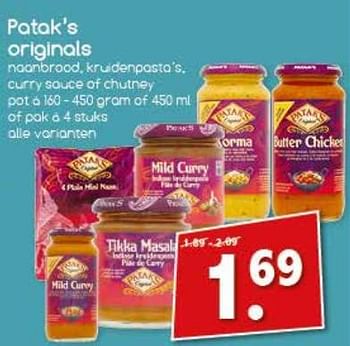 Aanbiedingen Patak`s originals - Patak’s - Geldig van 13/11/2017 tot 18/11/2017 bij Agrimarkt