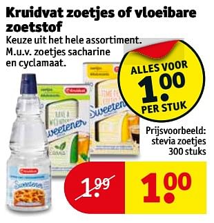 Aanbiedingen Stevia zoetjes - Huismerk - Kruidvat - Geldig van 14/11/2017 tot 19/11/2017 bij Kruidvat