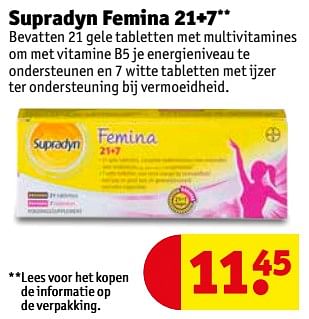 Aanbiedingen Supradyn femina 21+7 - Supradyn - Geldig van 14/11/2017 tot 19/11/2017 bij Kruidvat