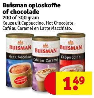 Aanbiedingen Buisman oploskoffie of chocolade - Buisman - Geldig van 14/11/2017 tot 19/11/2017 bij Kruidvat