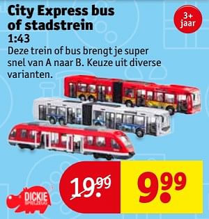 Aanbiedingen City express bus of stadstrein - Dickie - Geldig van 14/11/2017 tot 19/11/2017 bij Kruidvat