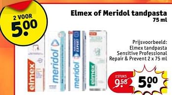 Aanbiedingen Elmex tandpasta sensitive professional repair + prevent - Huismerk - Kruidvat - Geldig van 14/11/2017 tot 19/11/2017 bij Kruidvat