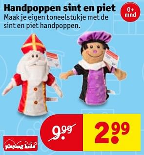 Aanbiedingen Handpoppen sint en piet - Playing Kids - Geldig van 14/11/2017 tot 19/11/2017 bij Kruidvat