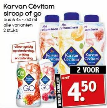 Aanbiedingen Karvan cévitam siroop of go - Karvan Cévitam - Geldig van 13/11/2017 tot 18/11/2017 bij Agrimarkt