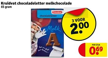 Aanbiedingen Kruidvat chocoladeletter melkchocolade - Huismerk - Kruidvat - Geldig van 14/11/2017 tot 19/11/2017 bij Kruidvat