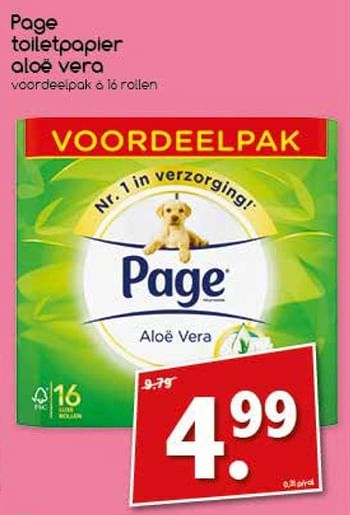 Aanbiedingen Page toiletpapier aloe vera - Page - Geldig van 13/11/2017 tot 18/11/2017 bij Agrimarkt