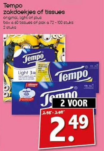 Aanbiedingen Tempo zakdoekjes of tissues - Tempo - Geldig van 13/11/2017 tot 18/11/2017 bij Agrimarkt